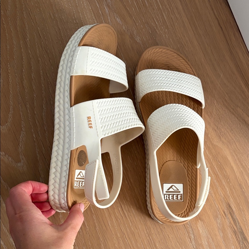 Reef Women's White and Brown Slide Sandals